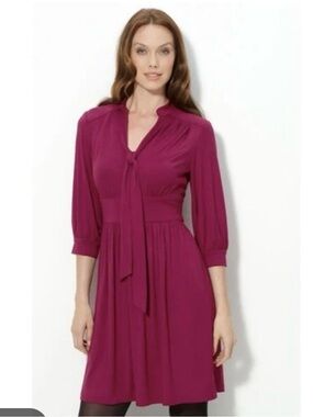 Trina Turk Fuchsia/Purple seabird knit Tie-Neck  Dress